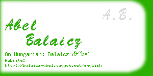 abel balaicz business card